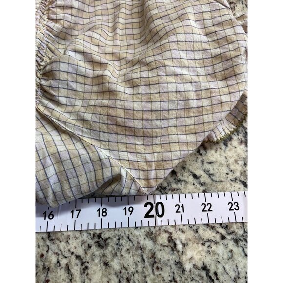 Old Navy Womens Smocked Peasant Top XL Beige Plaid Ruffled Sleeves Y2K Boho - Picture 4 of 5